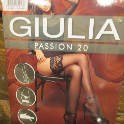 GIULIA PASSION FLORAL LACE TOP DESIGN HOLD UP STOCKINGS  20 DEN 2 SIZES TAN