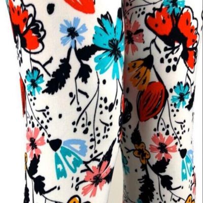New Bright Spring Flowers Buttery Soft Leggings Plus Size