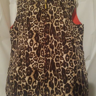 Winter vest unbranded One Side Cheetah Another Bright Orange..M~ w~ pockets