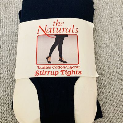 Vintage the Naturals Ladies Cotton/Lycra Stirrup Tights Black Fits One Size