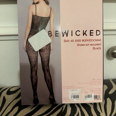 BE WICKED fishnet FLORAL  Bad As Ever  BODYSTOCKING Thong Not Included
