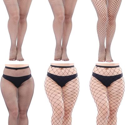 6 Pairs plus Size Fishnets Tights Sexy Thigh High Stockings Pantyhose Stockings