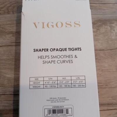 NWT Vigoss Shaper Opaque Tights Size S/M Black Shape Curves