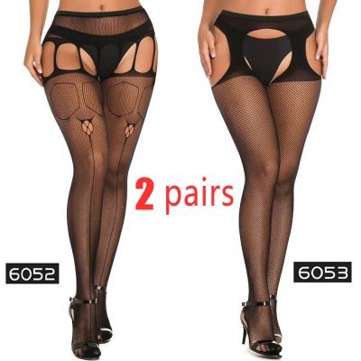 Cozy Feel 2 Pairs Women's Lace Pantyhose Tights Garter Lady Stockings large size