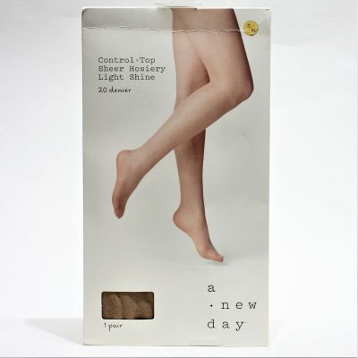 A New Day Control Top Sheer Hosiery Light Shine 20 Denier Beige 1 Pair S/M