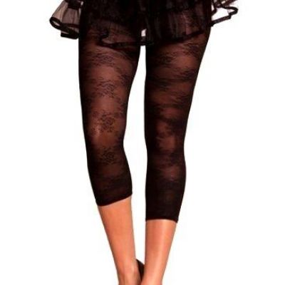 1129 Sexy Floral Black Sheer Workout Exotic Leggings Nylon Pants Rave One Size
