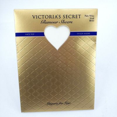 Victoria's Secret Womens Thigh High Nylons White Size Small Lace Top Sheer New