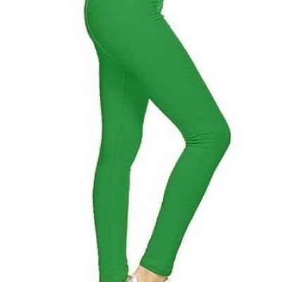 High Waisted Leggings for Women Buttery One Size Plus Full Length Kelly Green