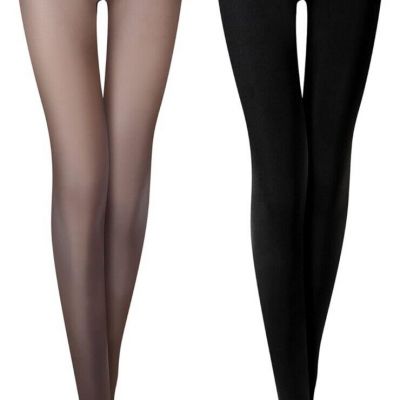 Newcotte 2 Pairs Sheer Winter Tights for Women Thick Fleece Warm Pantyhose