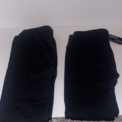 Ladies Fleece Lined Leggings Black Size 1X Black High Waist Lot Of 2