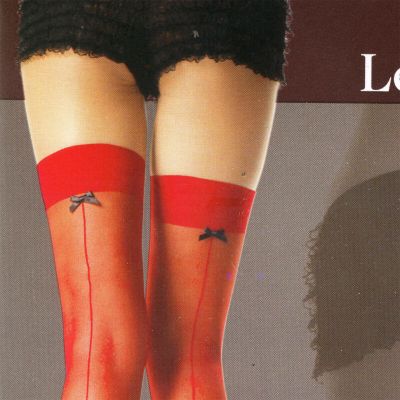 ULTRA SHEER STOCKINGS BACKSEAM MINI BOW IN RED OR BLACK O/S NIB BY LEG AVENUE