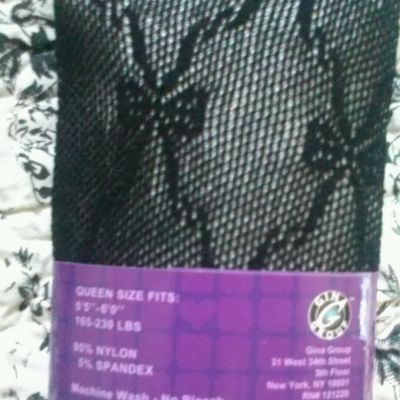 IMPRESSIONS Net Tights  BLACK QUEEN Ribbons & BOWS 5 '4
