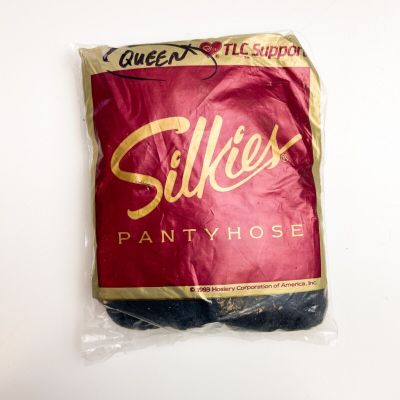 Vintage Silkies Shapely Perfection Pantyhose - Large - Navy Blue