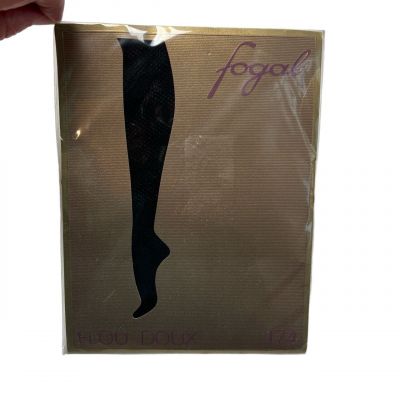 Fogal Size Medium Flou Doux 174 Pantyhose Fine Fishnet Sheer Noir Black NWT