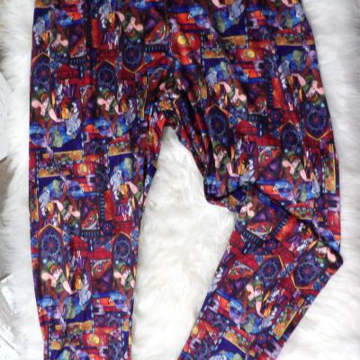 Disney Hunchback Of Notre Dame Leggings Stain glass Vibrant Print Plus Size 4 4x