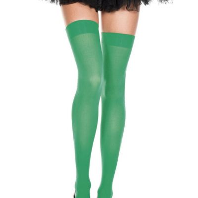 Green Opaque Thigh High Stockings St. Patrick's Day Outfit Womens Socks
