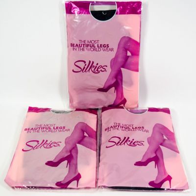 3 Vintage 2010 Silkies Microfiber Tights Style 700128 Size Small Made in USA
