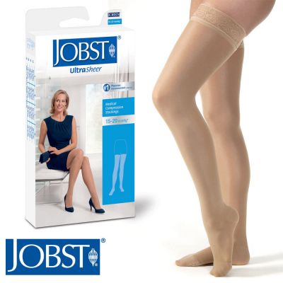 Women Petite UltraSheer Compression Thigh Stockings 15-20 mmhg Silicone Supports