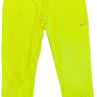 Nike Runnining DriFit Capri Athletic Pants Legging Zip Pocket Reflectors Neon Sm