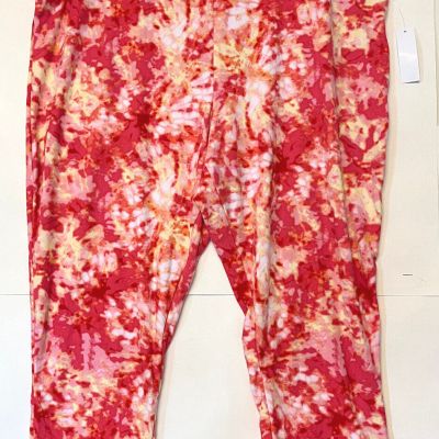 NEW size 3X Terra & Sky leggings high rise capri pink yellow tie dye soft