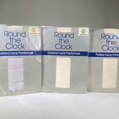 Vintage Round The Clock Lace Pantyhose - Mulit Color - Lot of 3