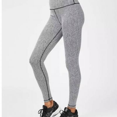 Sweaty Betty Flatter Me Jacquard Workout Leggings Black White Croc Size L Gym