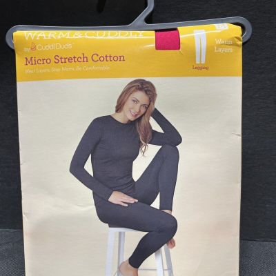 Women’s Cuddi Duds Warm & Cuddly Micro Stretch Cotton Cranberry Leggings Medium