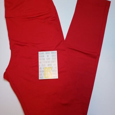 LuLaRoe OS Leggings Solid Bright RED One Size (Fits Size 2-10) Solid Color NWT