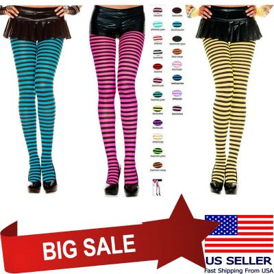 Opaque Gothic Punk Thin Small Stripe Full Stocking Full Pantyhose Costume Tights