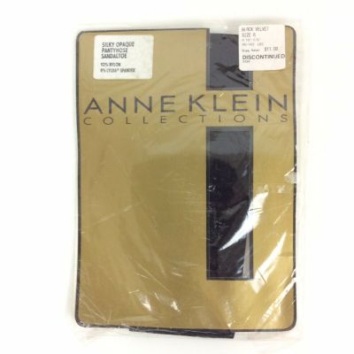 Anne Klein Collection Tights Size A Small Black Velvet Silky Opaque Sandal Toe