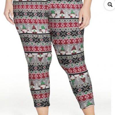Terra And Sky Women’s Gnome Print Holiday Leggings Size 1X NWT