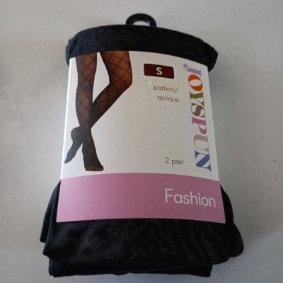 Joyspun Panties Tights Women's S Pattern/Opaque Tight Mixed Animal Black 2 Pack