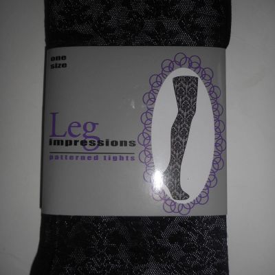 Leg Impressions Women's Patterned Tights Black One-Size NWT