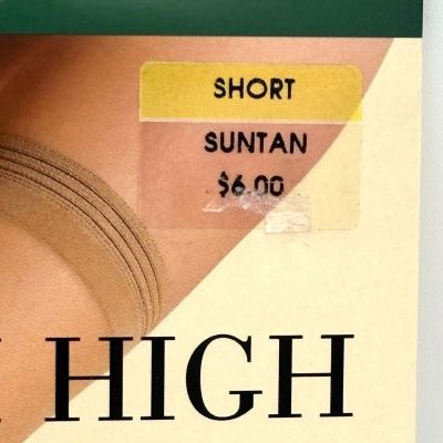 East 5th Sheer Caress Sheer Thigh High Stockings Short Suntan Reinforced Toe NIP
