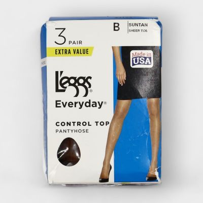 Leg's Everyday Women's Nylon Support Control Top Pantyhose B Suntan 3 Pairs