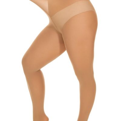 Women's Plus Size Tights 80D Soft Microfiber Semi-Opaque High Waist