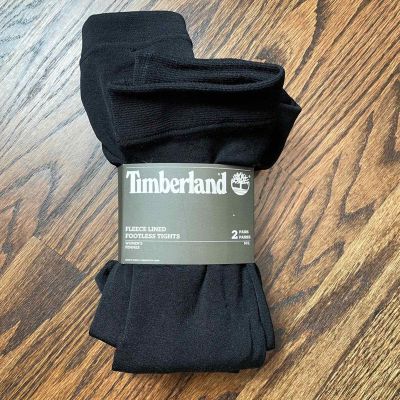 TIMBERLAND BLACK FLEECE LINED LEGGINGS 2 PAIRS COZY WINTER KNIT M/L
