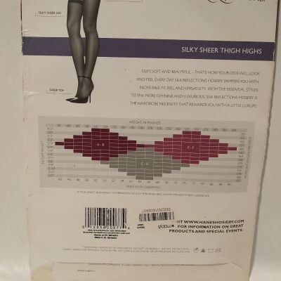 Hanes Silk Reflections Barely There Size AB Sandalfoot Thigh High Stockings Wome