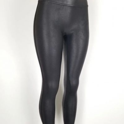 Spanx Women's Size Large Petite Faux Black Leather Leggings Pants Stretch Causal