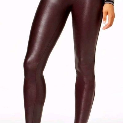 Spanx Women’s Ruby Wine Burgundy Faux Leather Leggings Size Medium