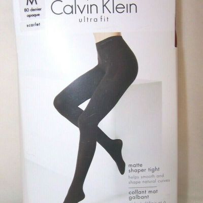 Calvin Klein Matte Shaper Tights Scarlet 80 Denier Sz. B Medium Ultra Fit
