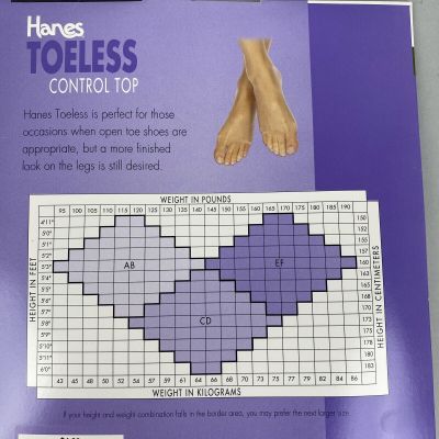 Hanes Toeless Control Top Pantyhose Bisque Size EF Style OG097