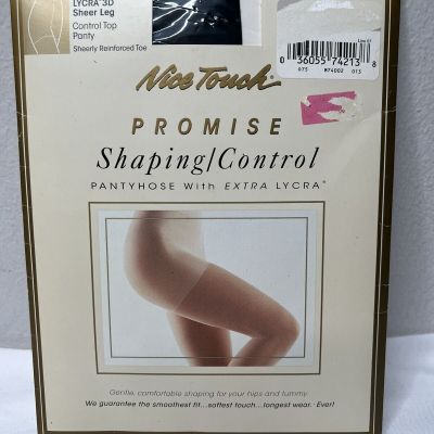 NICE TOUCH Promise Shaping/control Control Top Pantyhose Size B Black New