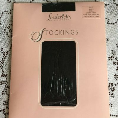 Frederick's of Hollywood Stockings - Lycra Sheer - Lace Top - Black - Size Small
