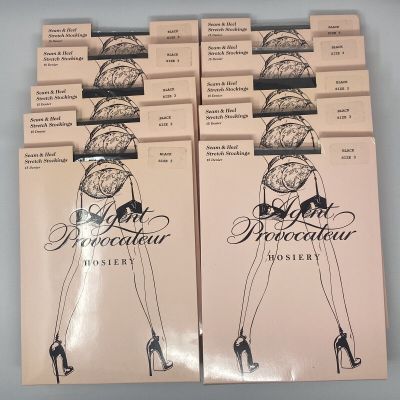 Pack of 10 Agent Provocateur Seam & Heel Stretch Black Stockings Size 3 NEW