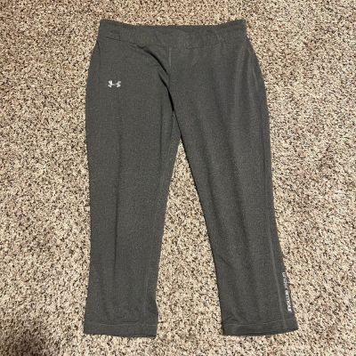 Under Armour HeatGear Cropped Athletic Leggings Workout Pants Gray MD