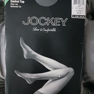 Jockey Pantyhose Sz Sm Control Top Sheer Off Black
