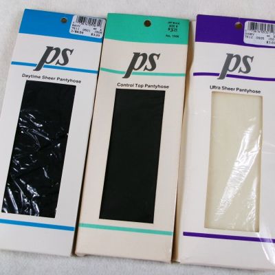 PS Plus Size Pantyhose Vintage Three Pair A B New in Package Made in USA Vintage