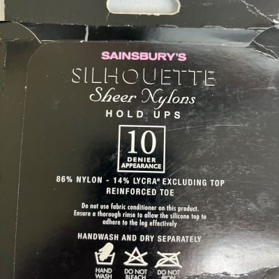Sainsburys Silhouette Sheer Nylons Hold Ups 10 Denier Chiffon Size Medium New