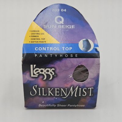 Leggs Pantyhose Silken Mist Q+  Control Top Sun Beige Sheer Toe